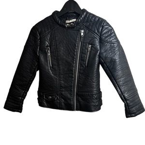 Zara Girls Outerwear Collection Faux Leather Moto Jacket Size 7/8